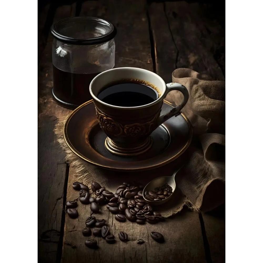 Coffee and Coffee Beans Food Modern Poster Canvas Painting Modular Wall Art Picture for Kitchen Restaurant Bar Home Atio