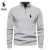Unisex Polo Ralph Lauren Autumn and Winter Embroidery New Unisex Semi Open Sweater Long Sleeved Stand Up Collar Solid Color Versatile Casual Top