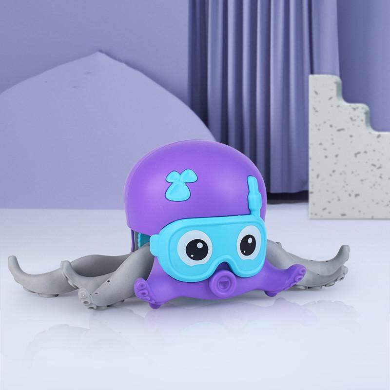Octopus Water Play Bath Toy For Babies And Toddlers Swimming And Crawling Purple Blue Plastic