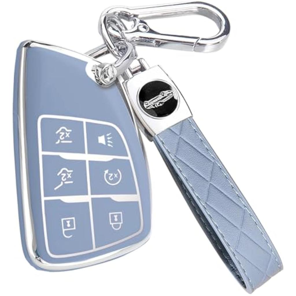 Schlüsselanhängerhülle für Chevy Suburban Tahoe GMC Yukon Denali Buick Enclave mit Schlüsselanhänger Premium Weiche TPU Schlüsselanhängerhülle Fernschlüsselhalter 6 Tasten