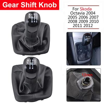 5/6 Speed Manual Gear Shift Knob Lever Pen Black Gaiter Boot Cover Case for Skoda Octavia MK2 A5 2004-2012