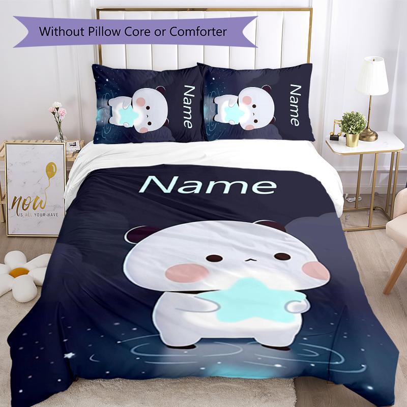 3pcs Custom Name Bubu Dudu Bedding Set Duvet Cover Closure Includes 1 Duvet Cover & 2 Pillowcases for All Seasons Bedroom Decor