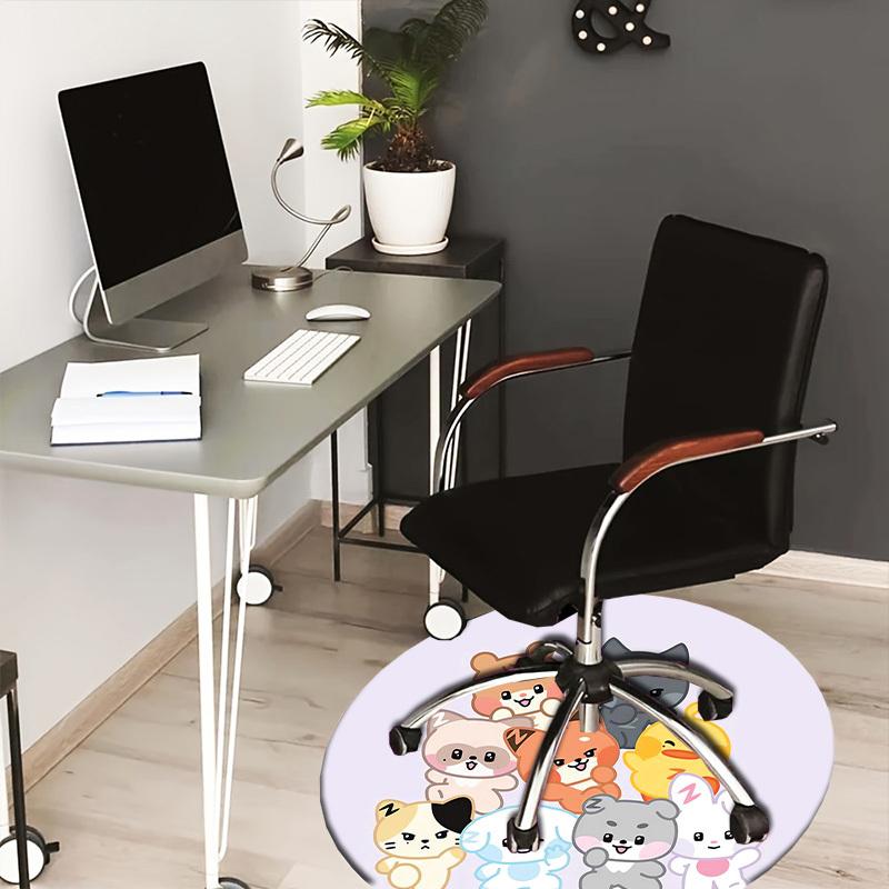 

1pc Cute Animal Characters Round carpet, Made of Polyester,Perfect for Decorating Office Chairs, Living Rooms 80cm