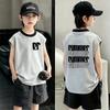 Boys' Cotton Color Block Sleeveless T-shirt - Casual Summer Top for Ages 6-15