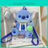Cute Blue Stitch Basketball And Football Design Plush Backpack For Girls