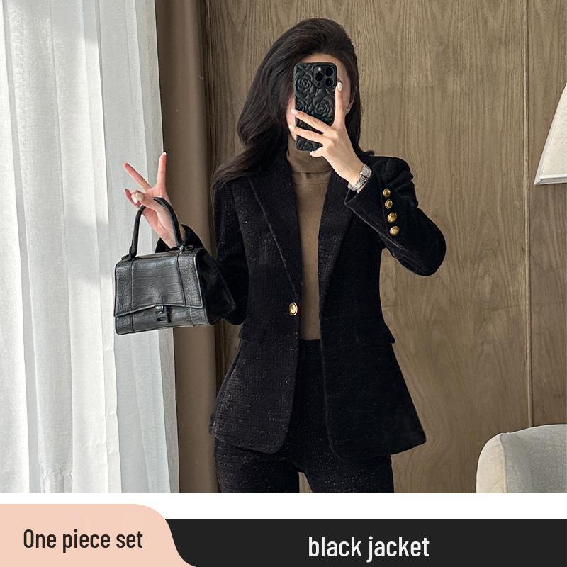 Women s Black Suit Set - 2026 Autumn/Winter Collection: Professional Formal Workwear. S