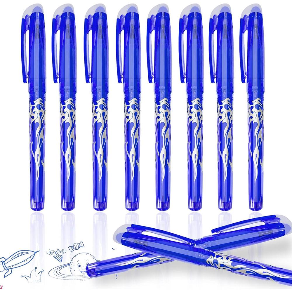Pack of 8 Blue Eraser Pens, 0.5 Mm Refillable Eraser Pen, Rollerball Pen Erasable, Gel Pen Erasable, Friction Pens, Gel Pens Set for (8 Blue Pens) 8blue