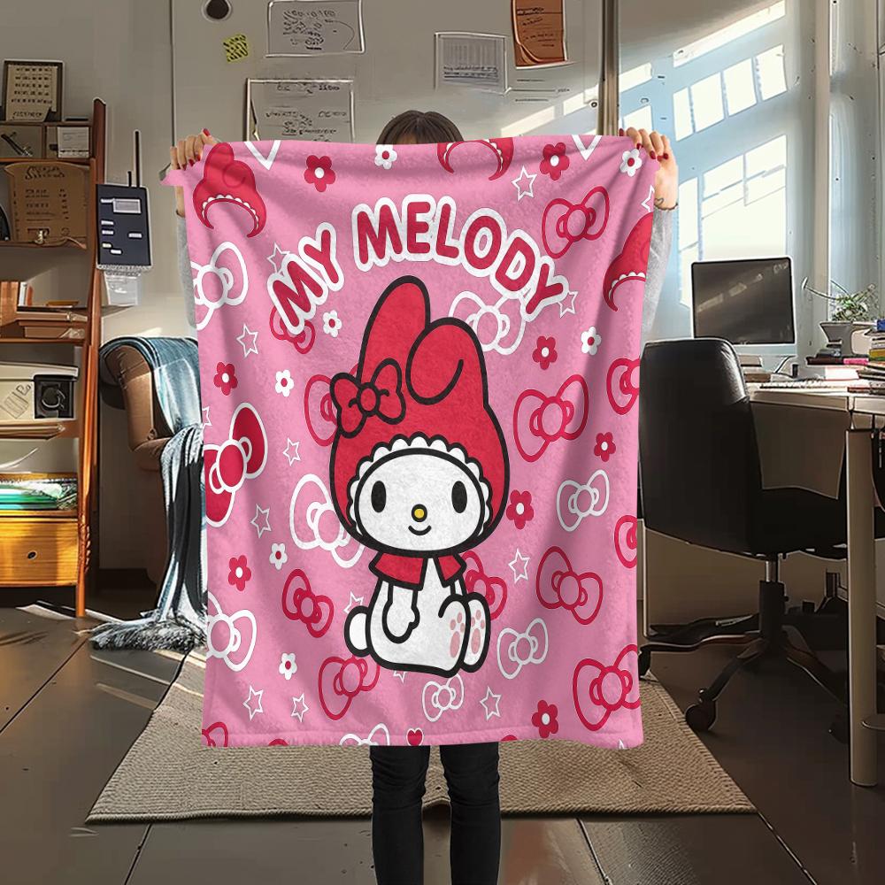 1PC Sanrio Cute Print Flannel Blanket, High quality All Seasons, Home Decor, Warmth and Comfort, Perfect for Christmas Gifts