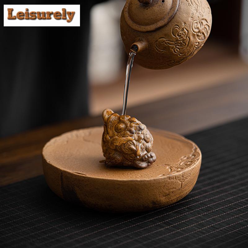 Soße Glasierte Rauhe Keramik Teehaustier Alte Steinmischung Kröte Teefigur Teekannendeckelhalter Teestatue Teezeremonie Zubehör Ornamente
