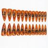 2025 Halloween Pumpkin Devil Face Long Pointed Nails - 24 Piece Set