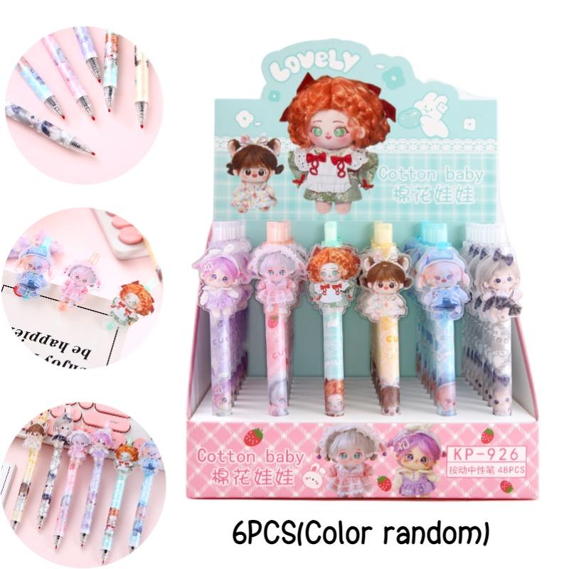 Wholesale Cartoon Cotton Doll Sticky Push Pen With Non-erasable Ink Ideal For Students And Girls 926)