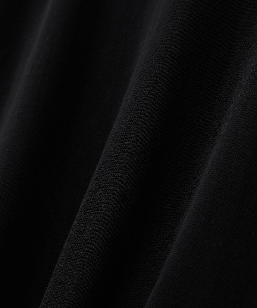 BLOND9 Cotton Varsity Open Collar Short Sleeve Knit_Black