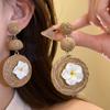 1 pair Ethnic Style Thai Seaside Eardrops Bohemian Style Raffia Grass Earrings  Girls