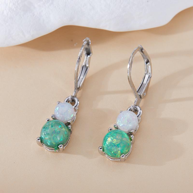 Fashion Long Dangle Earrings Vintage White/Blue Imitation Fire Opal Geometric Drop Earrings For Women Accessories Zircon Gifts