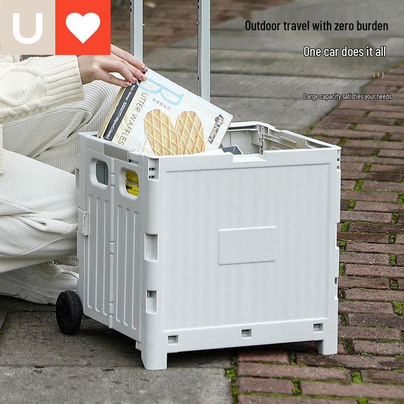 Younai Lightweight Portable Folding Shopping Cart with Trailer Trolley for Home Use