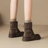 Pile Short Boots for Women 2026 New Autumn Thick Bottom Short Boots for Women Brown Boots Maillard Pants Boots