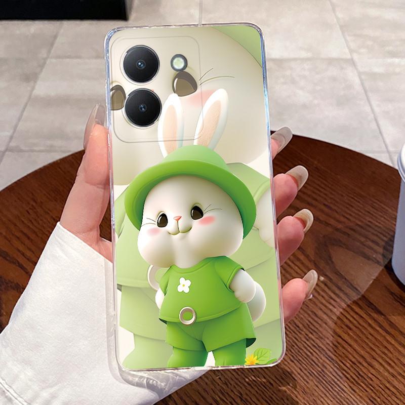 For Vivo Y36 4G 5G Case V2247 V2248 Transparent Silicone Phone Case Luxury Cute Love Rabbit Funny Fashion Soft Shell Back Cover