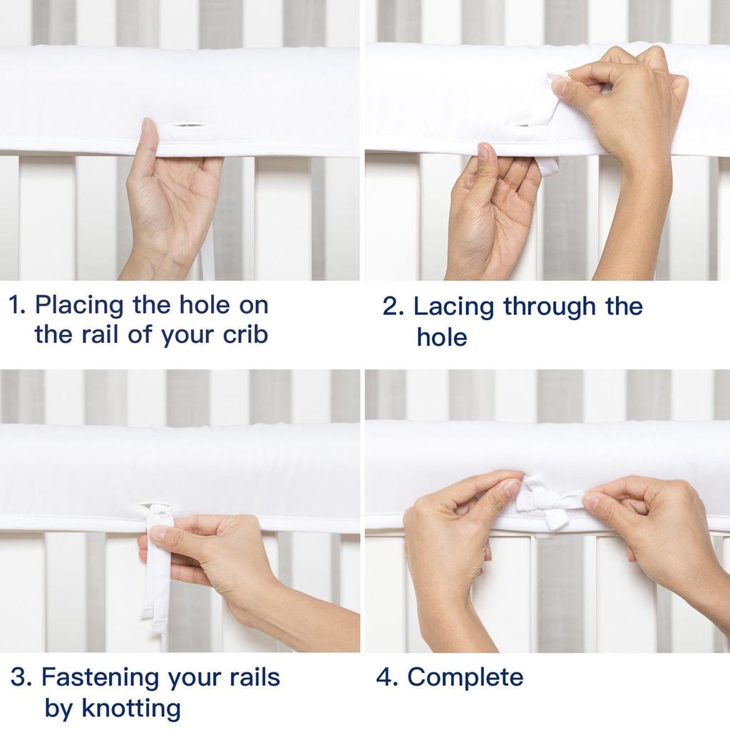 Minimalistischer weißer Babybett-Stoßfänger - Antikollisions-Leitplankenabdeckung im europäischen und amerikanischen Stil