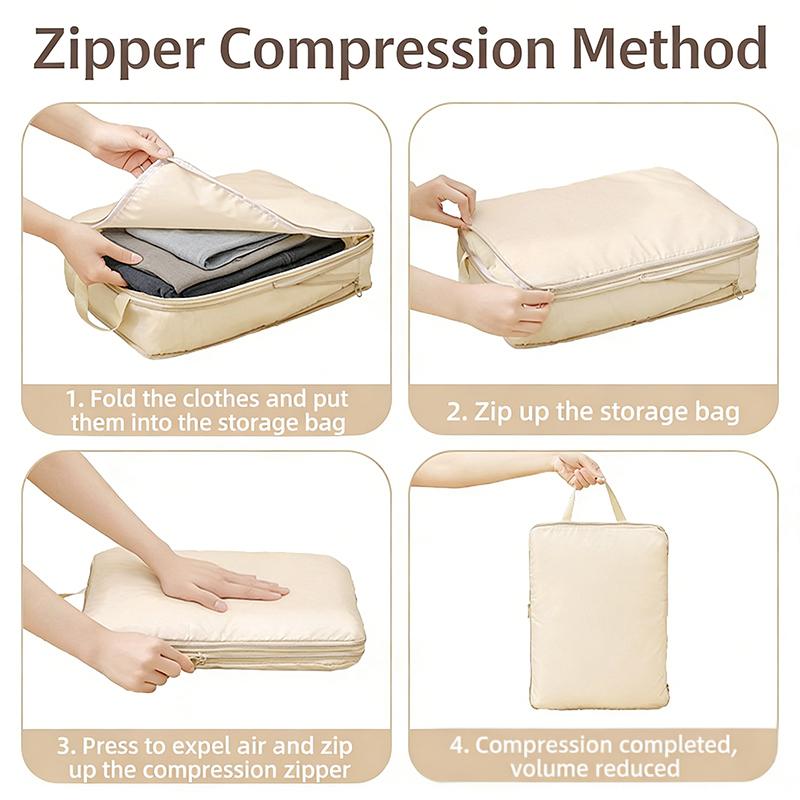 4Pcs Compressive Travel Storage Bags Thick Zipper Storage Bags Travel Accessories Travel Organizer Bags