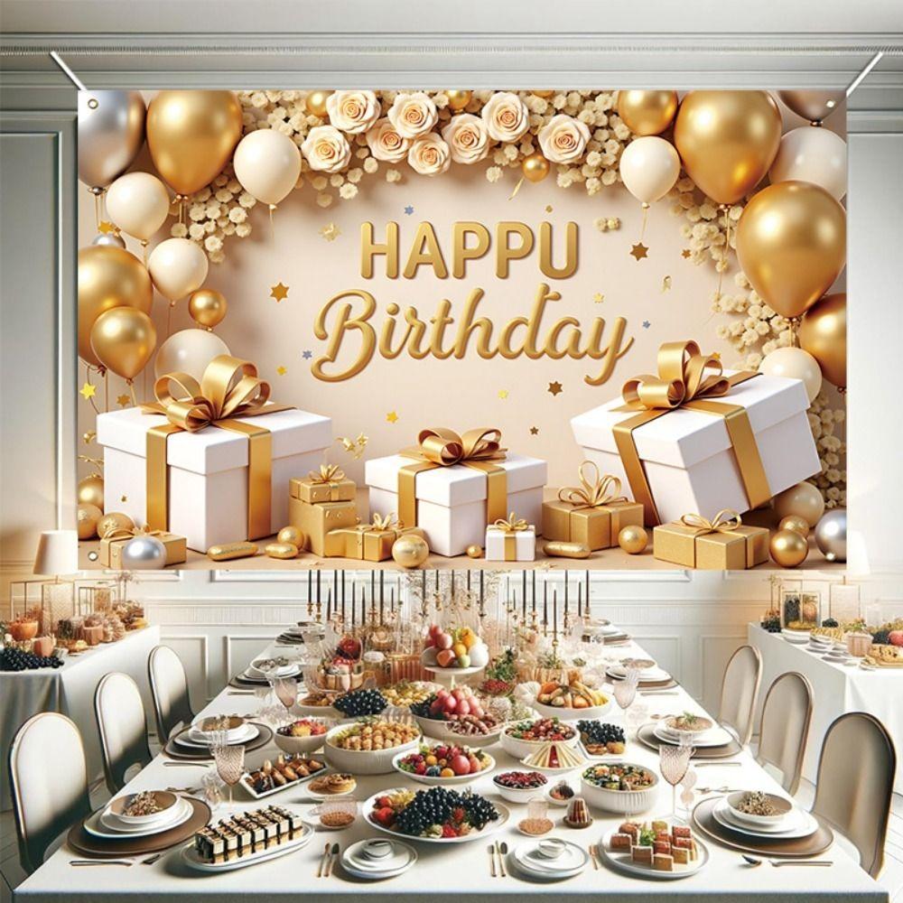 Polyester Banner Poster Golden Photography Backdrops Birthday Party Background  Holiday Party