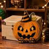 Cute Cartoon Tabletop Figures Vintage Halloween Double-Layer Wooden Decor, Spooky Character Wood Charming Retro Crafts Signs, Farmhouse Tiered