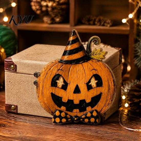 Cute Cartoon Tabletop Figures Vintage Halloween Double-Layer Wooden Decor, Spooky Character Wood Charming Retro Crafts Signs, Farmhouse Tiered