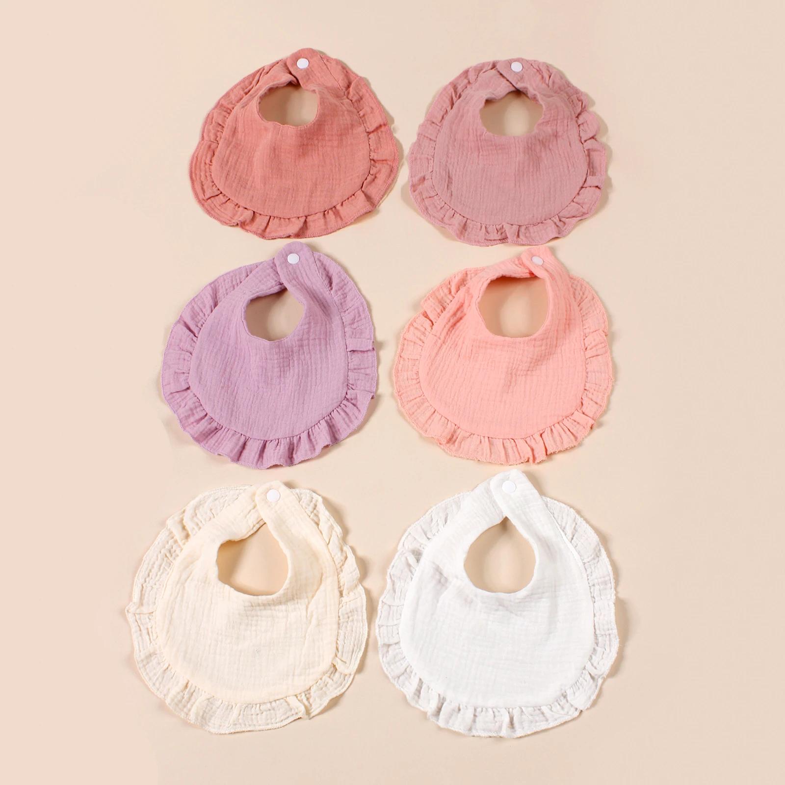 

6pcs Wholesale Baby Security Cotton Ruffle Bibs Breathable Absorption Saliva Towels