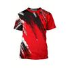 Men Cool Contrast Color 3D Print T-shirts for Tie Dye Stretch Polyester Sportwear Short Sleeve Tops Summerwear