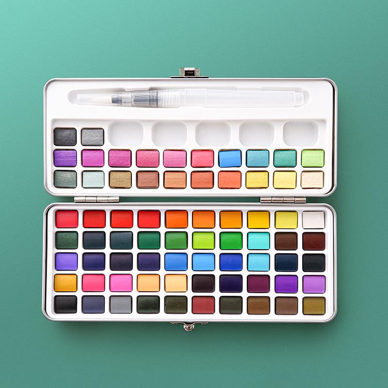 Portable Solid Watercolor Paint Set: 50, 72, 90, 100, 128 Colors for Art Students