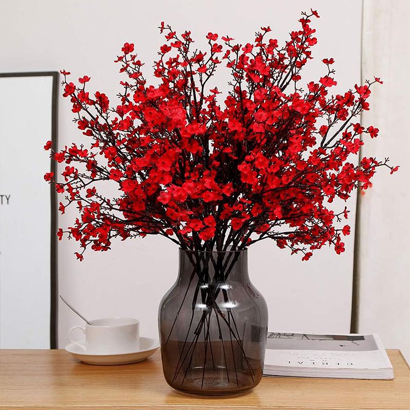 10PCS Artificial Plants Long Baby's Breath Christmas Decor Vase for Home Wedding Bridal Festival DIY Party Fake Plastic Flowers