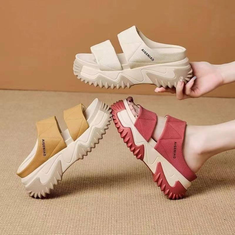 Letní svrchní oblečení Dámské sandály s vysokým podpatkem, pantofle s tlustým dnem