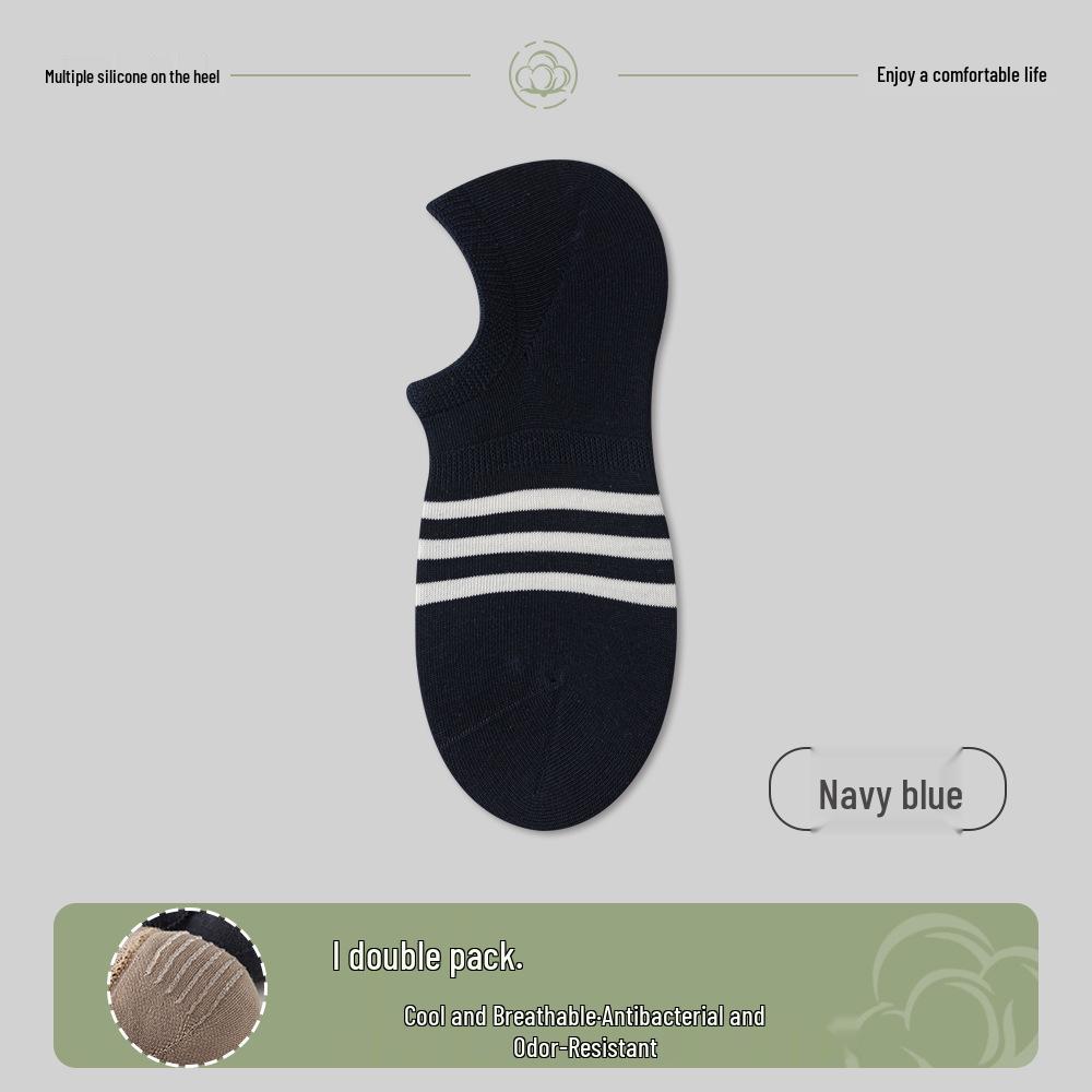 

Men s Invisible Non-Slip Cotton Boat Socks - Anti-Odor, Sweat-Absorbing, and Anti-Heel Drop Striped Socks for Spring/Summer One Size (40-45)