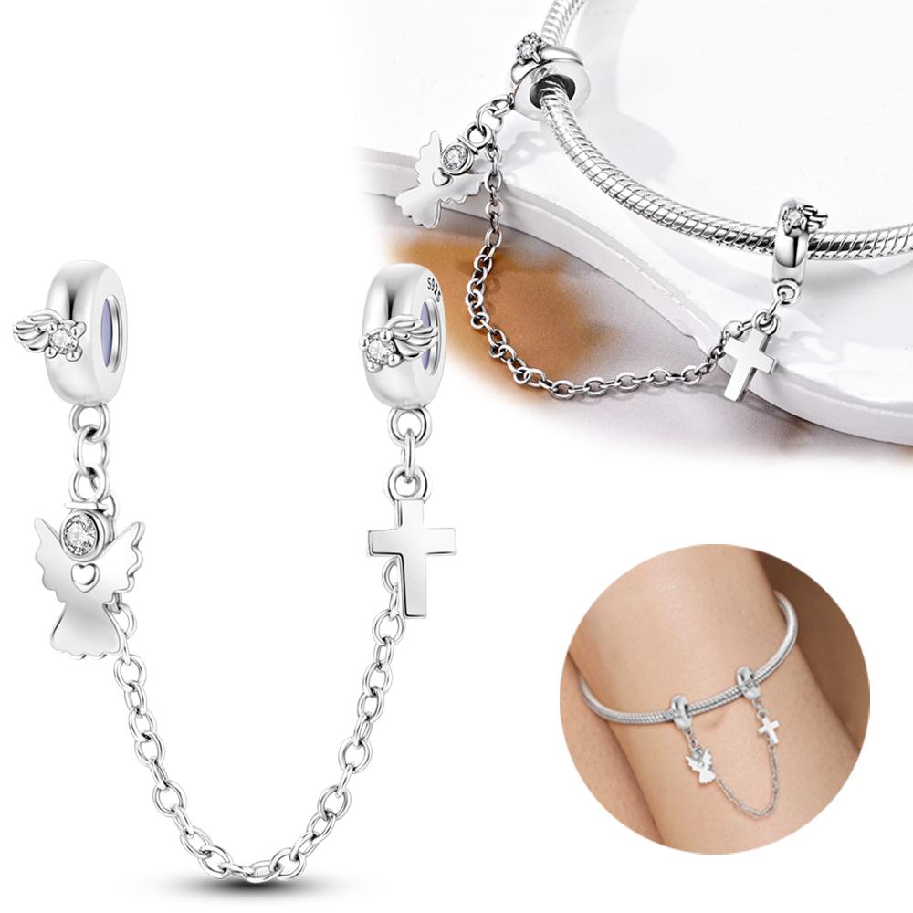 Beads Cross Faith Protection Evil Eye Safety Chain Charms Plata Fit 929 Charms Bracelet Beads Jewelry Gifts for Women