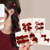 2pcs/set Cute Small Red Bow Velvet Hairpin For Women Girls Sweet Side Hair Clips Barrettes Hairgrip Hair Accessories