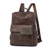 European and American Retro Versatile Women's Backpack High Quality Soft PU Leather College Student Rucksack Trendy Fashion Rivet Outdoor Travel Bag