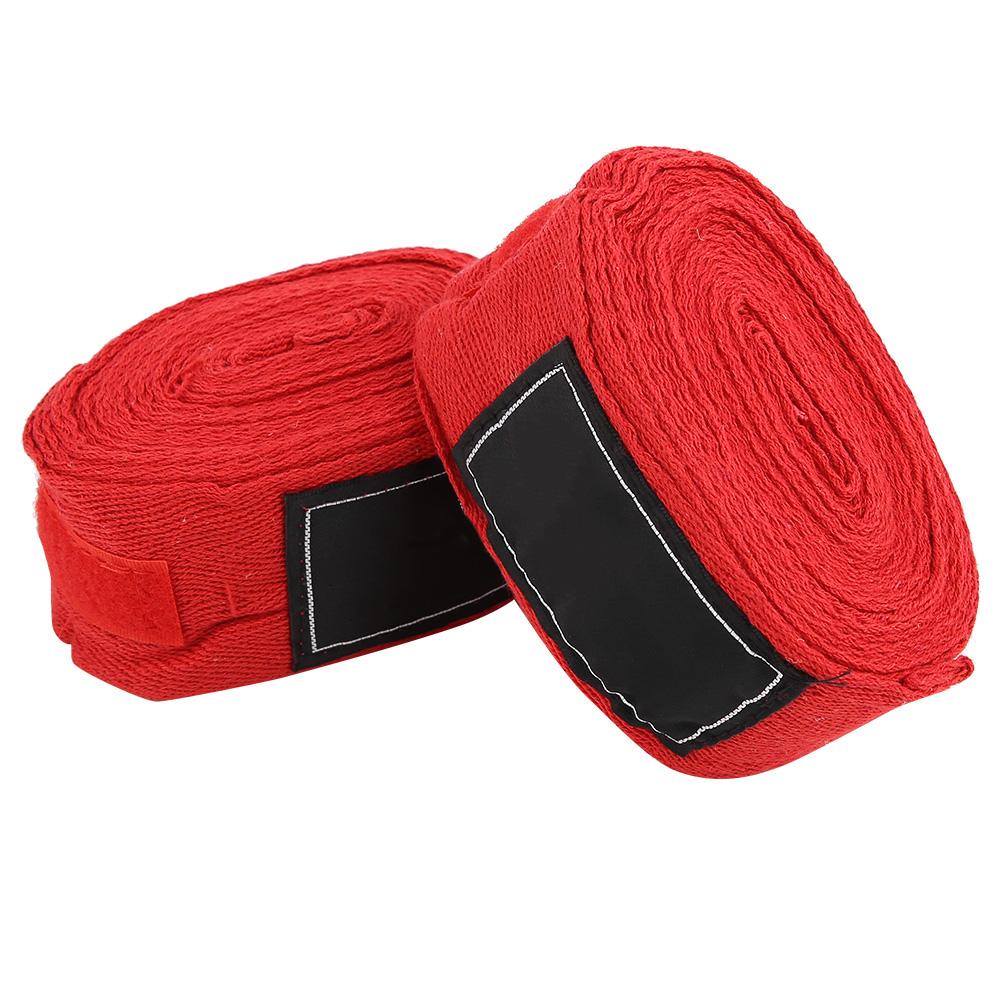 2PCS 5M Cotton Lengthened Boxing Hand Wraps Handwraps Bandages for Training (Red)