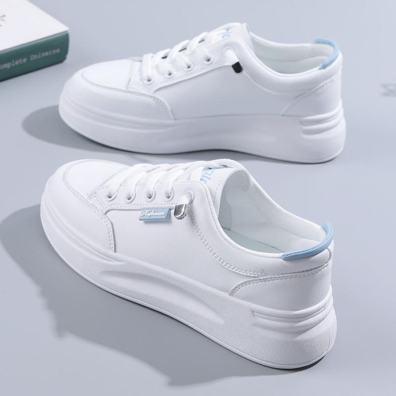 Women Thick Sole White Casual Sports Lace Up Sneakers Versatile Daily Walking Shoes