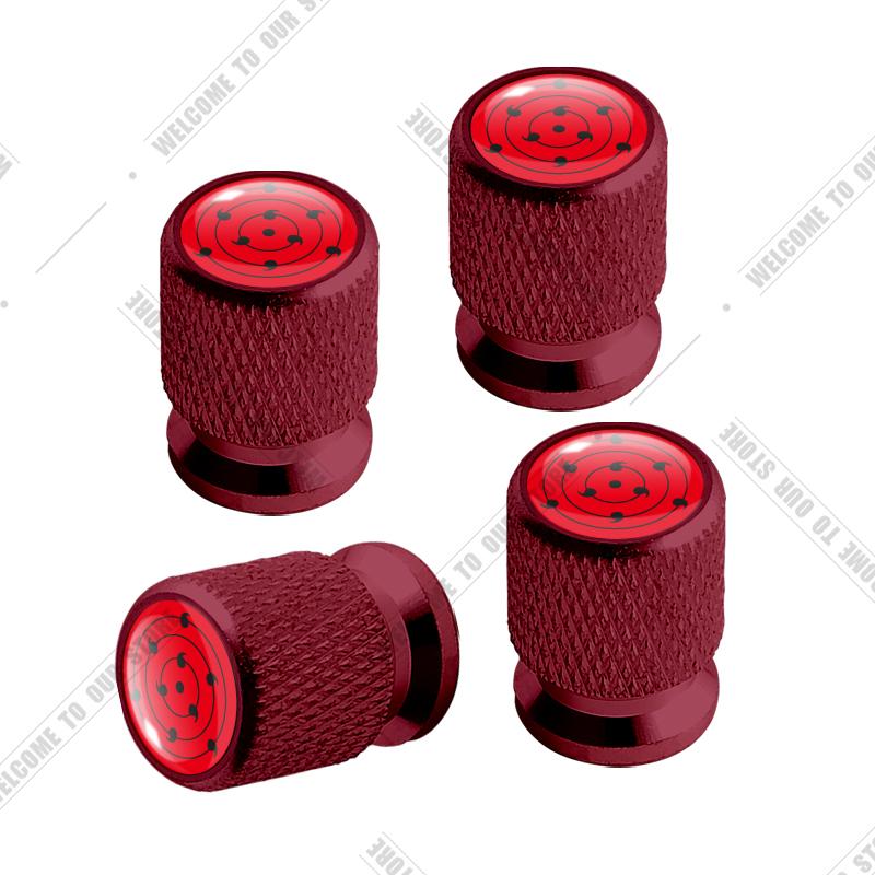 Car CNC Aluminum Sharingan Eye Japanese Anime Emblem For Suzuki Infiniti Toyota Honda 4pcs Tire Valve Air Port Stem Cover Caps