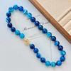 Grote Korrelige 14mm Natuurlijke Blauwe Agaat Basis Ketting Sleutelbeen Ketting