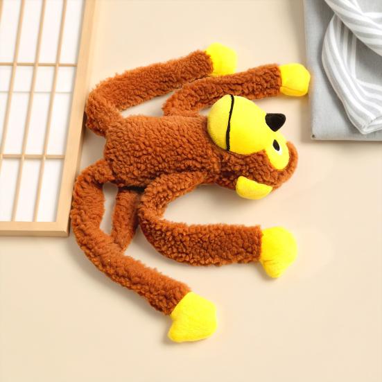 Interactive Monkey Plush for Dogs Cats Soft Bite-Resistant Chew Toy with Sound Pet Anxiety Relief Toy for Teeth Cleaning And Teething