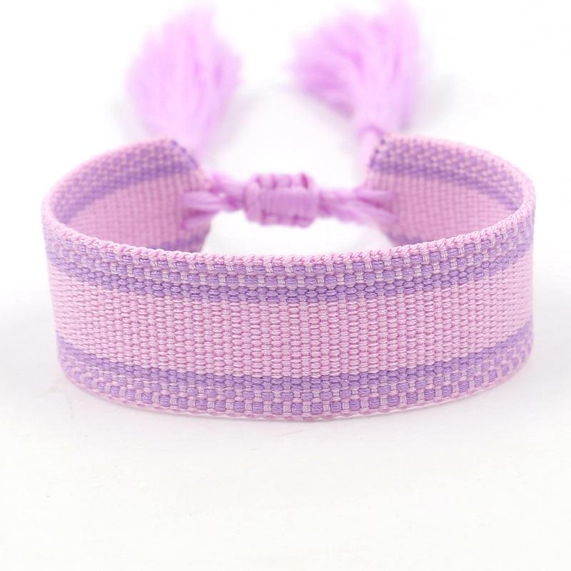 Ethnic Style Woven Bracelet with Embroidered Tassels - D Family DIY Promotion Wristband