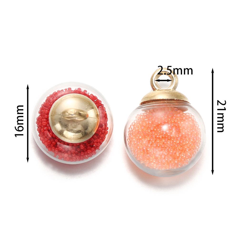 10Pcs Charms Quicksand Transparent Glass Ball 16mm Pendants Findings for Earrings Necklace Pendant DIY Jewelry Making Supplies