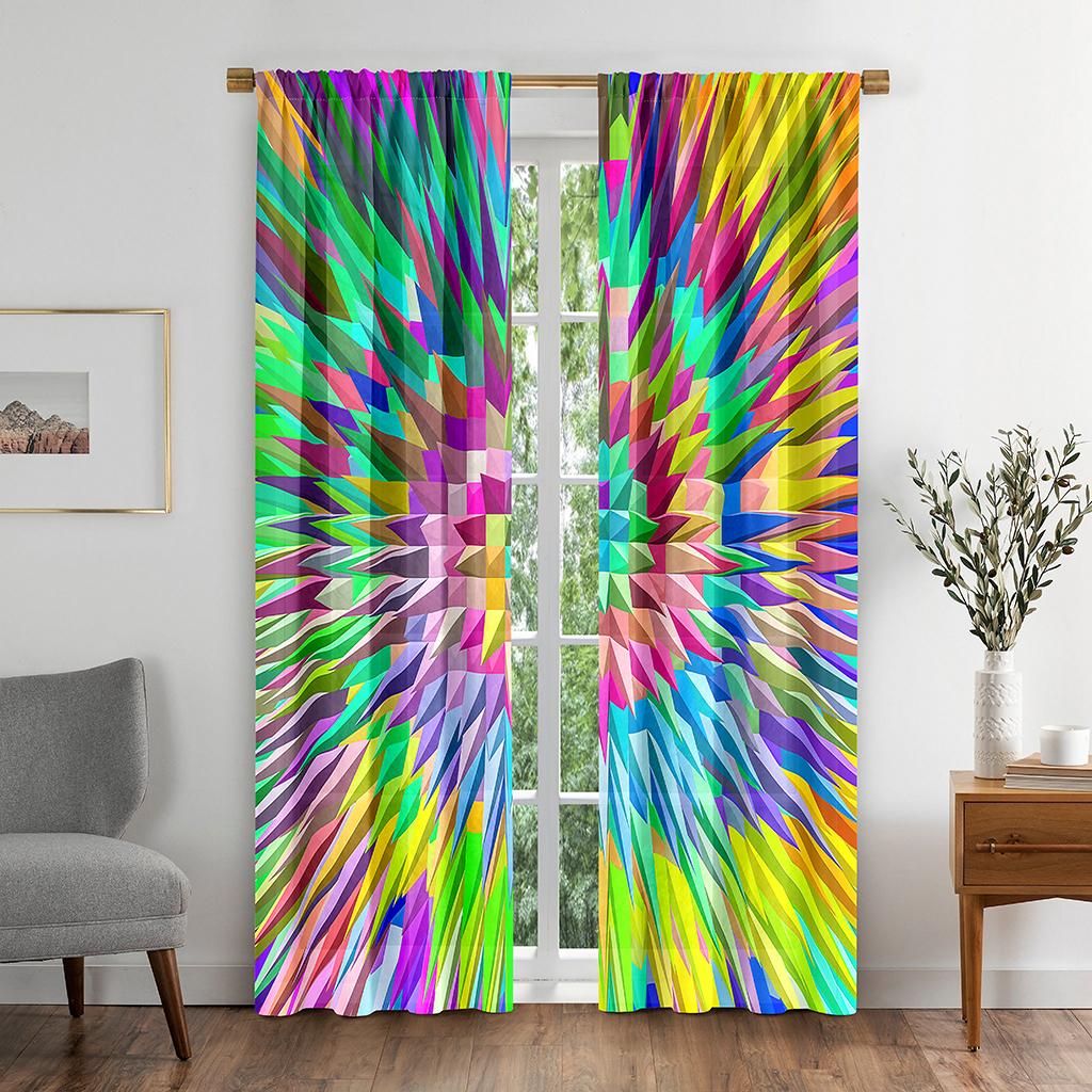 Abstract Colorful Kaleidoscope Texture Kids Blackout Window Curtain for Living Room Bedroom Bathroom Kicthen Door Cupboard Hooks