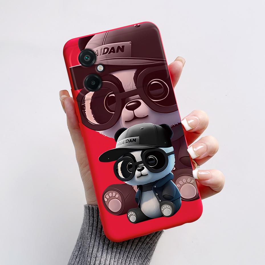 For Xiaomi Poco M5 M5S Phone Case Cute Panda Painted Full Protection Liquid Silicone Bumper For Poco M5 M 5 S Back Cover Shell