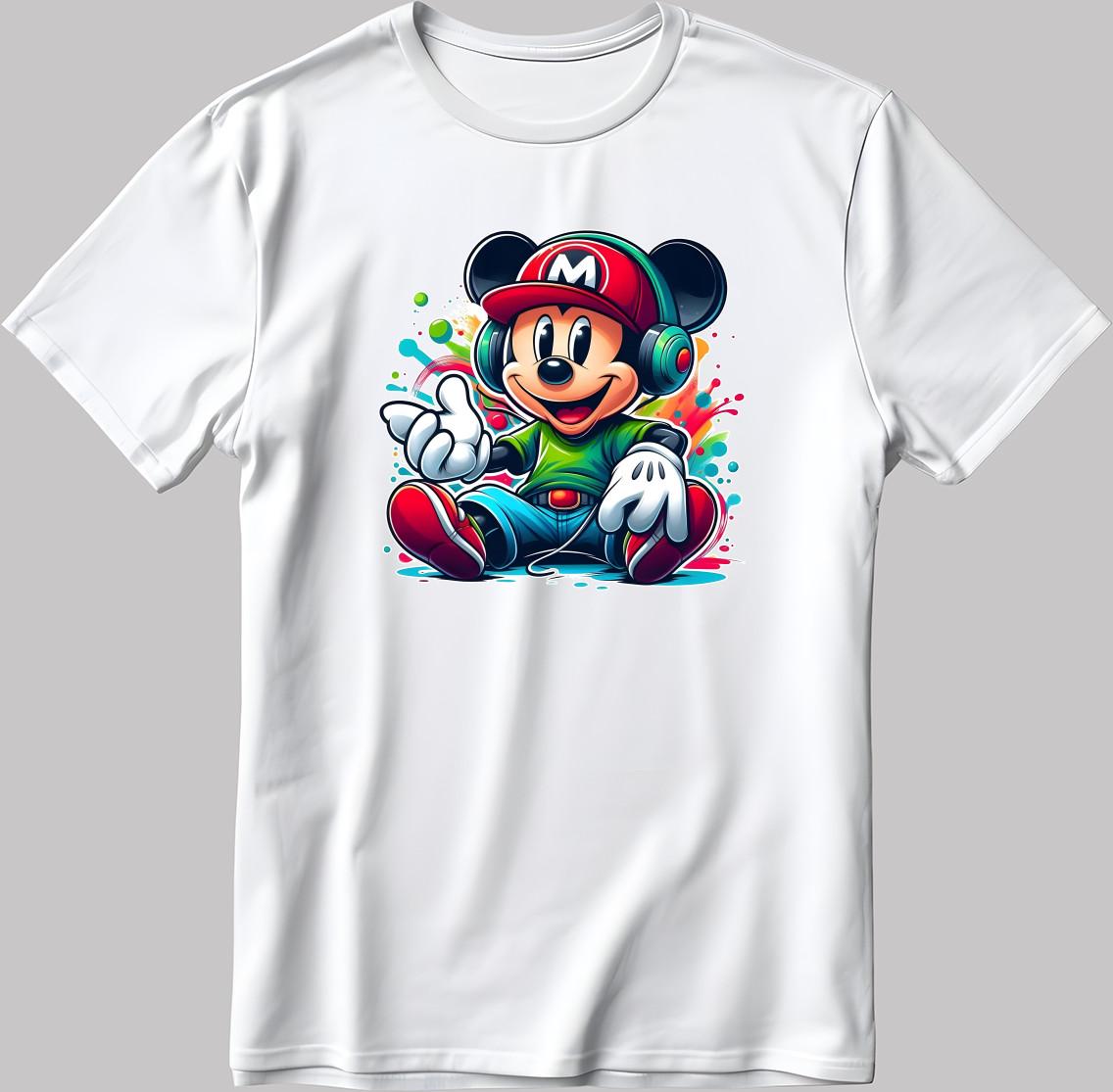 Super Mario Bros. Mickey Mouse Disney White-Black Men/Women T Shirt P316 L