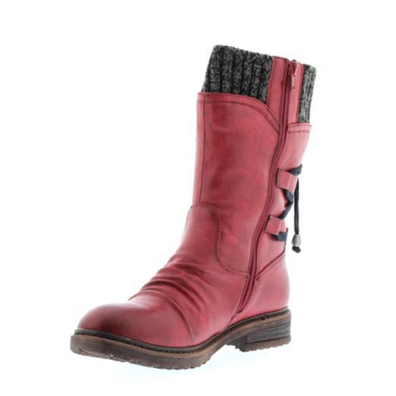 Осенне-зимняя обувь Женская обувь Женские сапоги больших размеров 35 красный