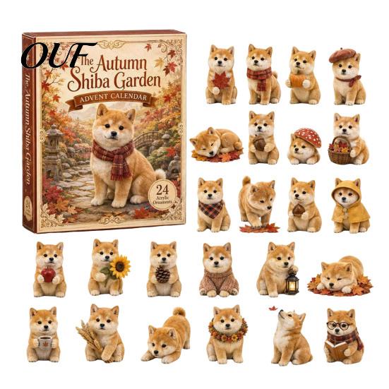Creative Holiday Surprise 2026 Dog Christmas Advent Calendar, 24-Day Acrylic Ornament Set with Mini Puppy Festive Room Figures, 2D Flat Tree