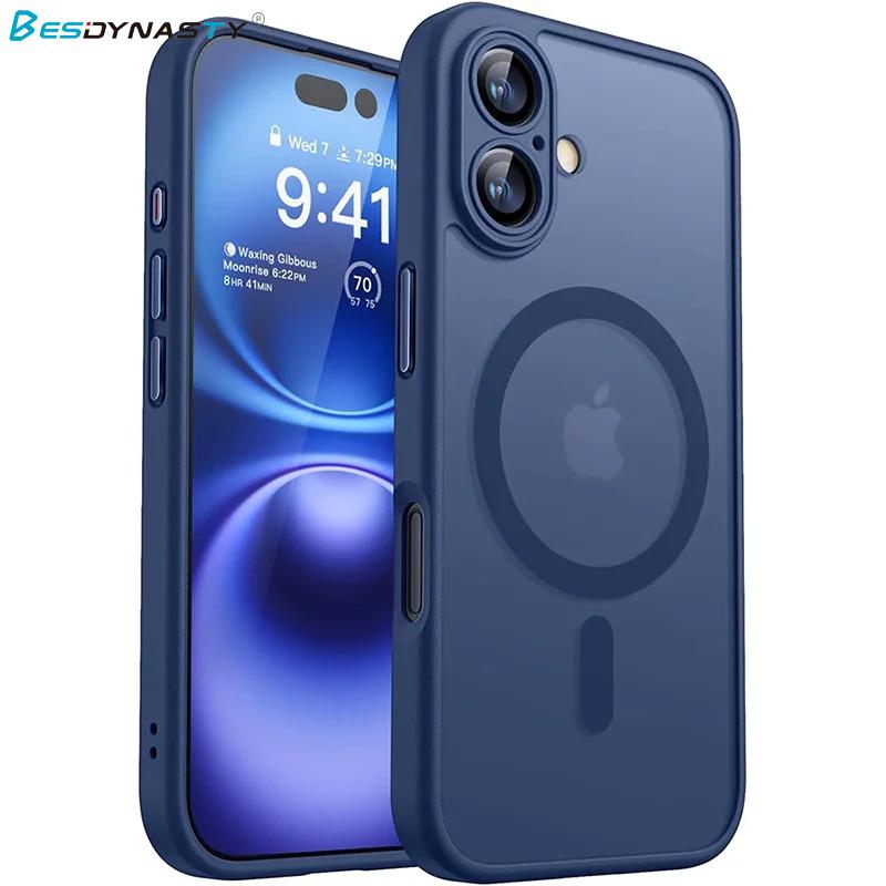 Magsafe Magnetic Armor Shockproof Case For iPhone 17 Air 16 15 14 13 Pro Max For Wireless Charge Matte Translucent Cover
