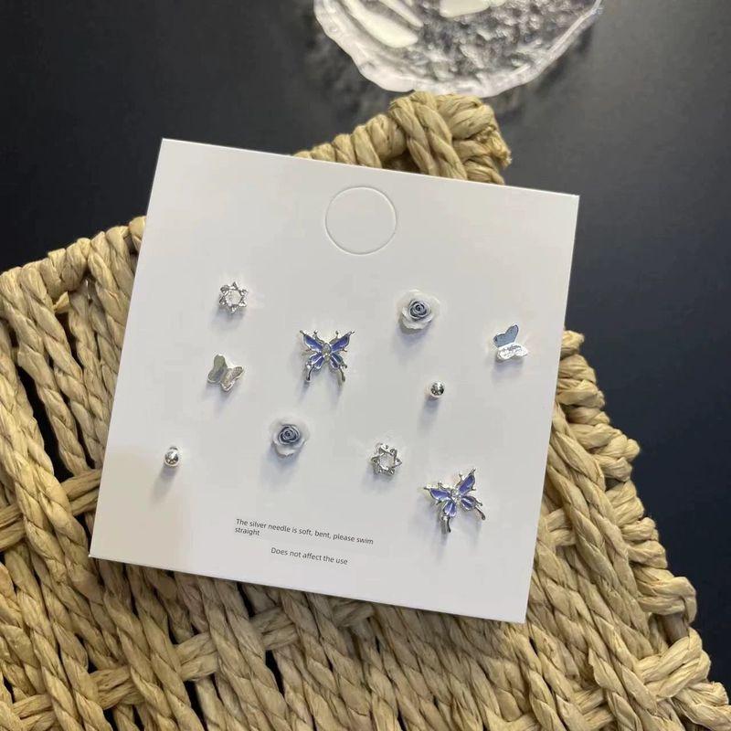 

Набор серег-пуссетов «Фея-бабочка» на неделю, игла из стерлингового серебра, нишевый стиль, сезон цветов, серия для молодых взрослых, серьги, маленькое и милое украшение Exquisite Blue Fairy Butterfly Suit