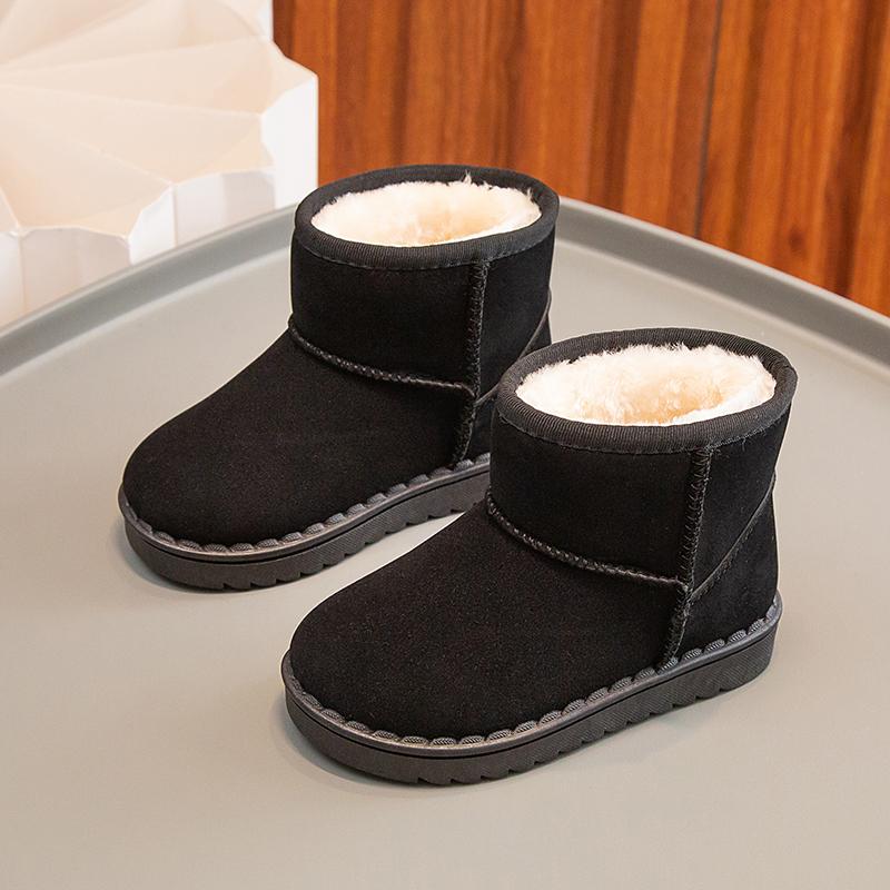 Kinder Schneestiefel Schlichter Stil Plüsch klobig Winter Kinder Kurzstiefel Einfarbig zum Hineinschlüpfen Unisex Klassisch Jungen Mädchen Schuhe 23-36